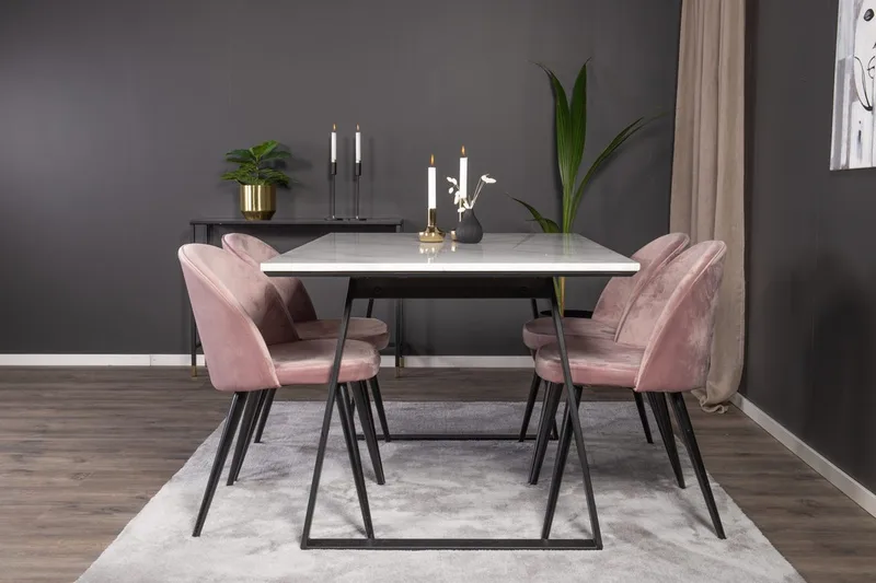 Rektangulär matgrupp Venture Home Gammelrosa Svart 4st