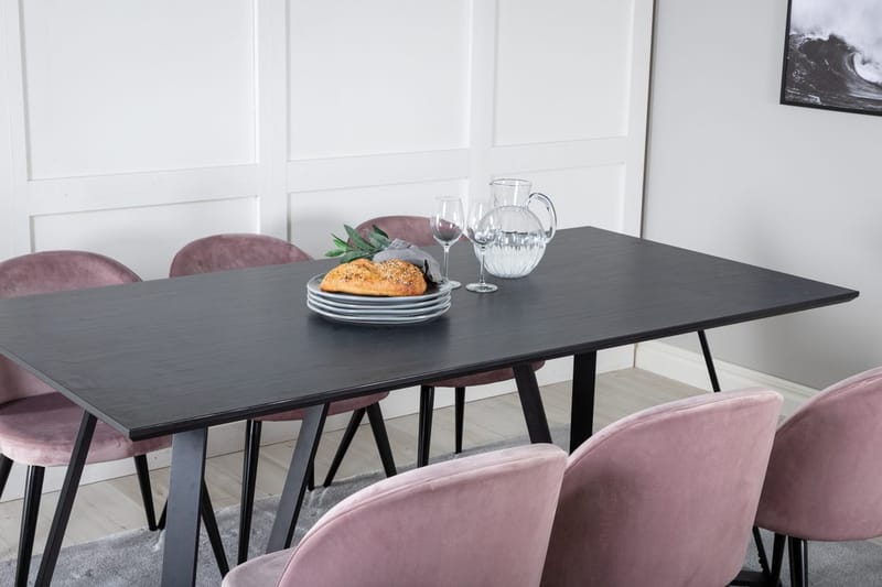 Rektangulär matgrupp Venture Home Gammelrosa Svart 6st - Huonekalut - Pöytä & ruokailuryhmä - Ruokailuryhmä