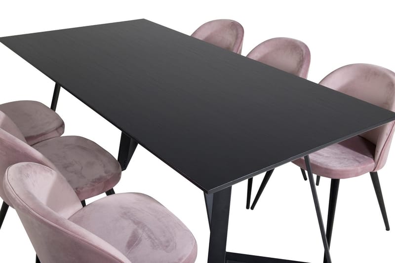 Rektangulär matgrupp Venture Home Gammelrosa Svart 6st - Huonekalut - Pöytä & ruokailuryhmä - Ruokailuryhmä