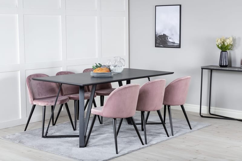 Rektangulär matgrupp Venture Home Gammelrosa Svart 6st