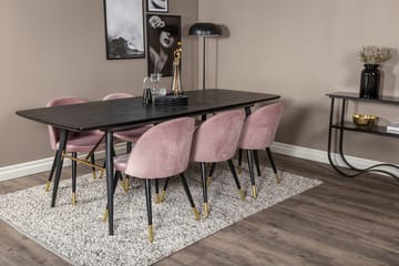 Rektangulär matgrupp Venture Home Gammelrosa Svart Mässing - Huonekalut - Pöytä & ruokailuryhmä - Ruokailuryhmä
