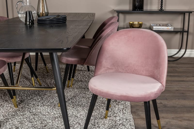Rektangulär matgrupp Venture Home Gammelrosa Svart Mässing - Huonekalut - Pöytä & ruokailuryhmä - Ruokailuryhmä