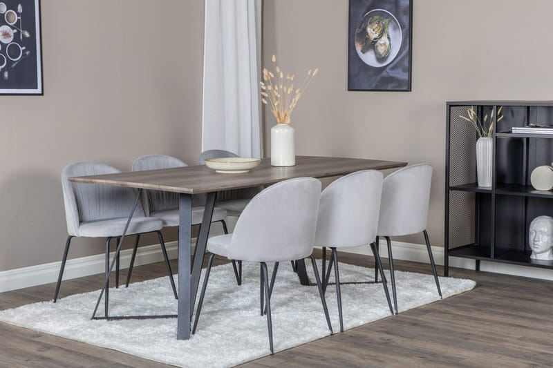 Rektangulär matgrupp Venture Home Grå Natur 6st