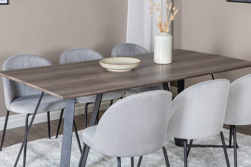 Rektangulär matgrupp Venture Home Grå Natur 6st - Huonekalut - Pöytä & ruokailuryhmä - Ruokailuryhmä