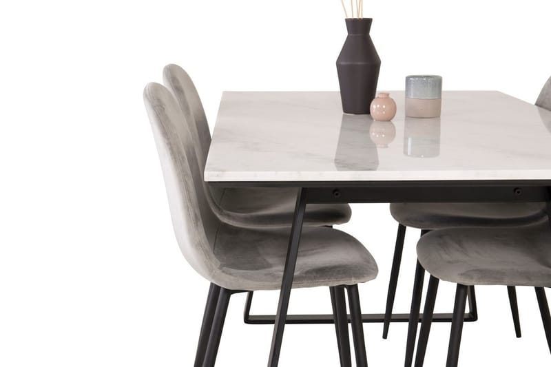 Rektangulär matgrupp Venture Home Grå Svart 4st - Huonekalut - Pöytä & ruokailuryhmä - Ruokailuryhmä