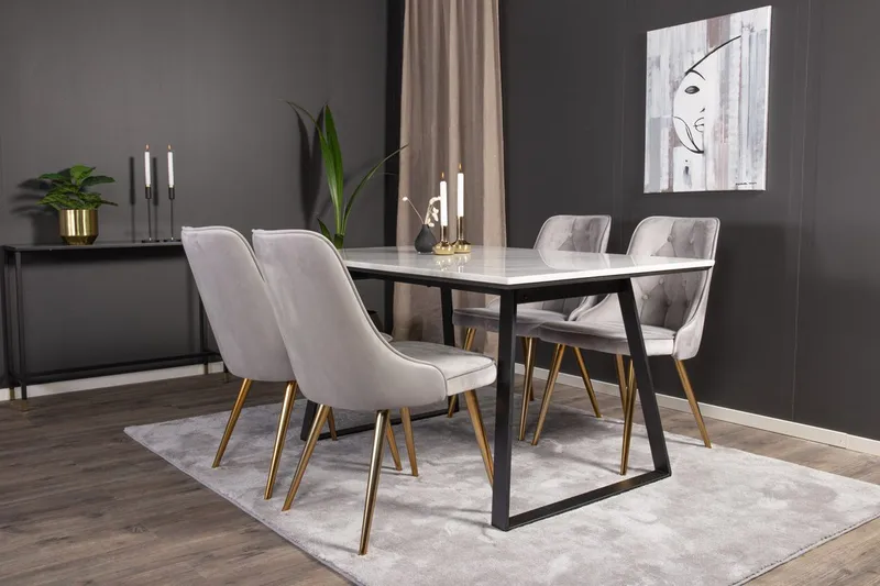 Rektangulär matgrupp Venture Home Grå Svart 4st