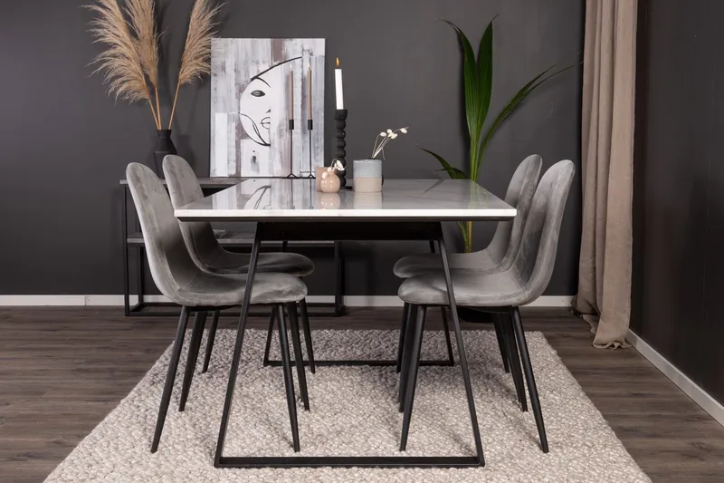 Rektangulär matgrupp Venture Home Grå Svart 4st