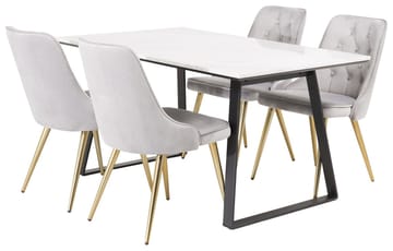 Rektangulär matgrupp Venture Home Grå Svart 4st - Huonekalut - Pöytä & ruokailuryhmä - Ruokailuryhmä