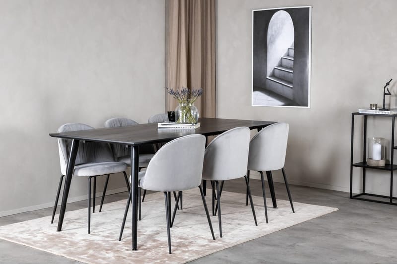 Rektangulär matgrupp Venture Home Grå Svart 6st