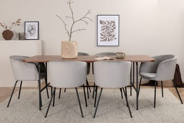 Rektangulär matgrupp Venture Home Grå Svart 6st - Huonekalut - Pöytä & ruokailuryhmä - Ruokailuryhmä