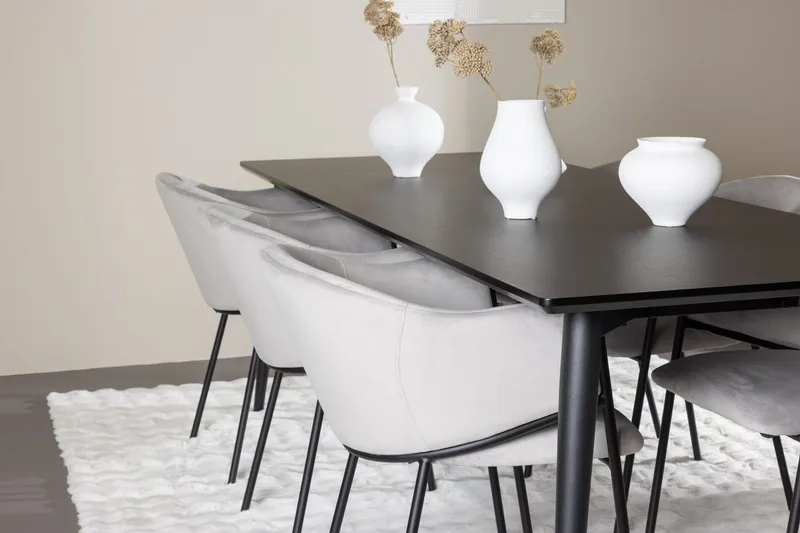 Rektangulär matgrupp Venture Home Grå Svart 6st - Huonekalut - Pöytä & ruokailuryhmä - Ruokailuryhmä