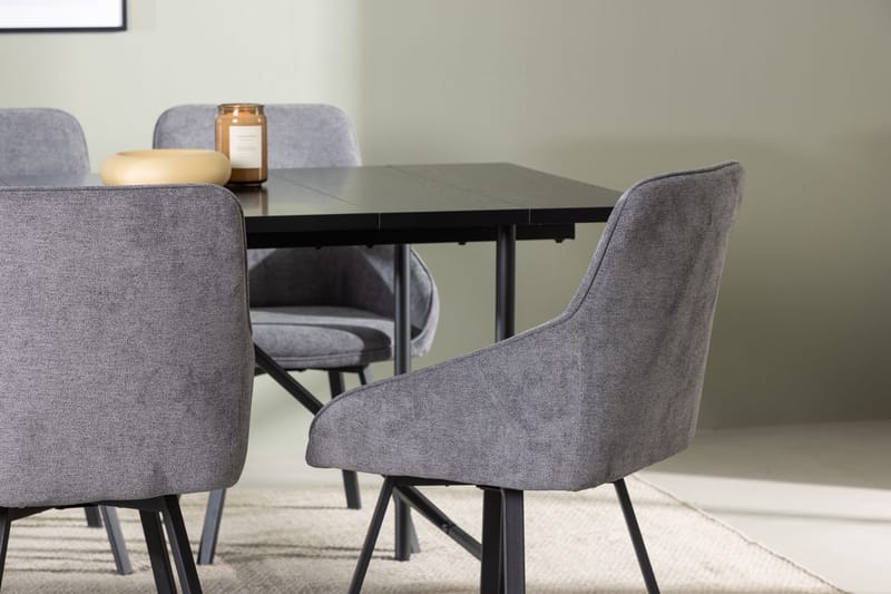 Rektangulär matgrupp Venture Home Grå Svart 6st - Huonekalut - Pöytä & ruokailuryhmä - Ruokailuryhmä
