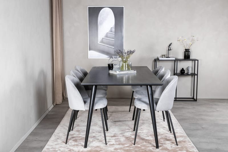 Rektangulär matgrupp Venture Home Grå Svart 6st - Huonekalut - Pöytä & ruokailuryhmä - Ruokailuryhmä