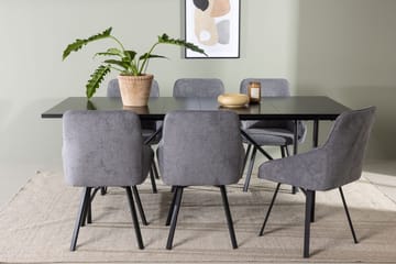 Rektangulär matgrupp Venture Home Grå Svart 6st - Huonekalut - Pöytä & ruokailuryhmä - Ruokailuryhmä