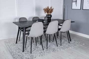 Rektangulär matgrupp Venture Home Grå Svart 6st - Huonekalut - Pöytä & ruokailuryhmä - Ruokailuryhmä