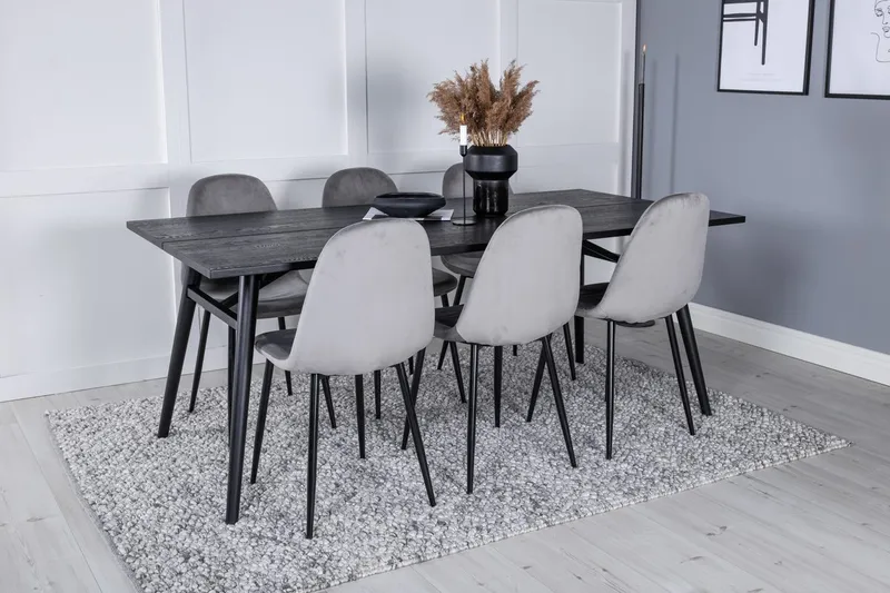 Rektangulär matgrupp Venture Home Grå Svart 6st