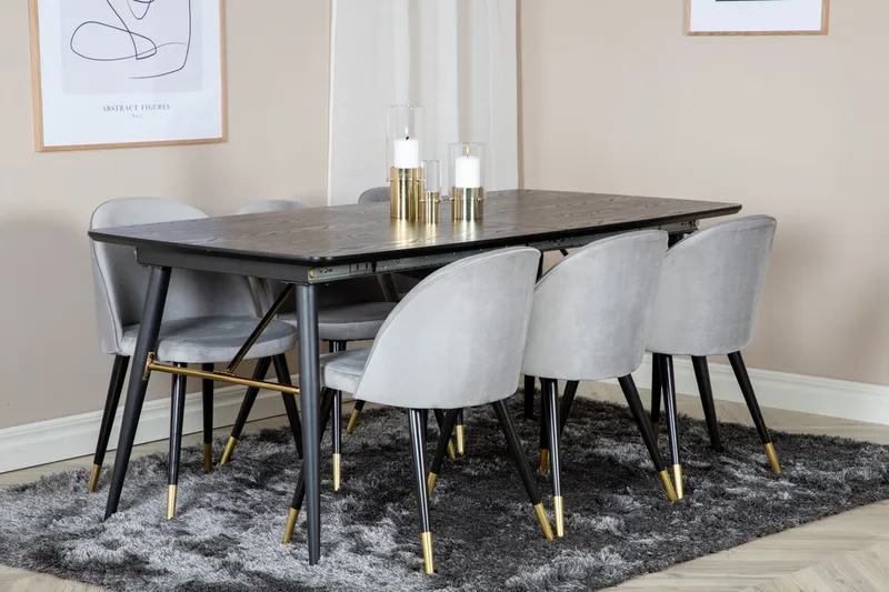 Rektangulär matgrupp Venture Home Grå Svart Mässing