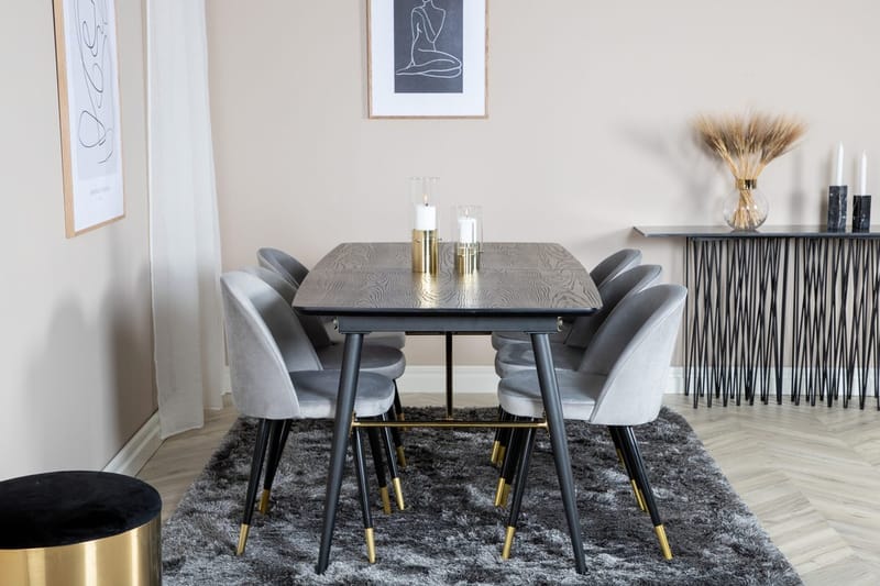 Rektangulär matgrupp Venture Home Grå Svart Mässing - Huonekalut - Pöytä & ruokailuryhmä - Ruokailuryhmä