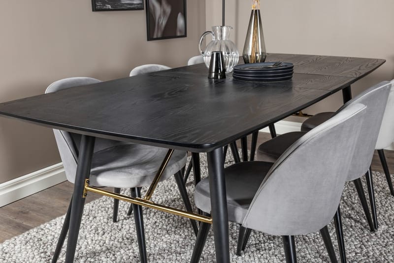Rektangulär matgrupp Venture Home Grå Svart Svart - Huonekalut - Pöytä & ruokailuryhmä - Ruokailuryhmä