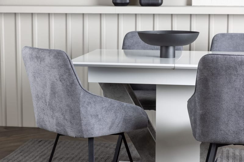 Rektangulär matgrupp Venture Home Grå Vit 4st - Huonekalut - Pöytä & ruokailuryhmä - Ruokailuryhmä