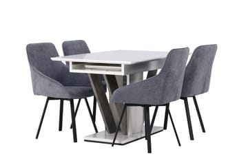 Rektangulär matgrupp Venture Home Grå Vit 4st - Huonekalut - Pöytä & ruokailuryhmä - Ruokailuryhmä