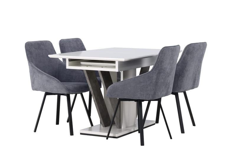 Rektangulär matgrupp Venture Home Grå Vit 4st - Huonekalut - Pöytä & ruokailuryhmä - Ruokailuryhmä