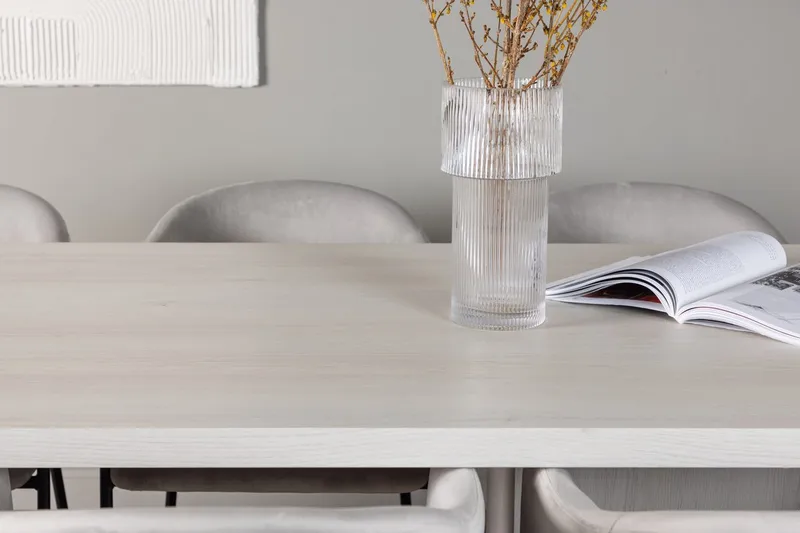 Rektangulär matgrupp Venture Home Grå Vit 6st - Huonekalut - Pöytä & ruokailuryhmä - Ruokailuryhmä