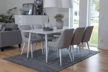 Rektangulär matgrupp Venture Home Grå Vit 6st - Huonekalut - Pöytä & ruokailuryhmä - Ruokailuryhmä