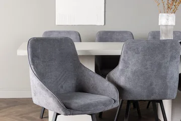 Rektangulär matgrupp Venture Home Grå Vit 6st - Huonekalut - Pöytä & ruokailuryhmä - Ruokailuryhmä