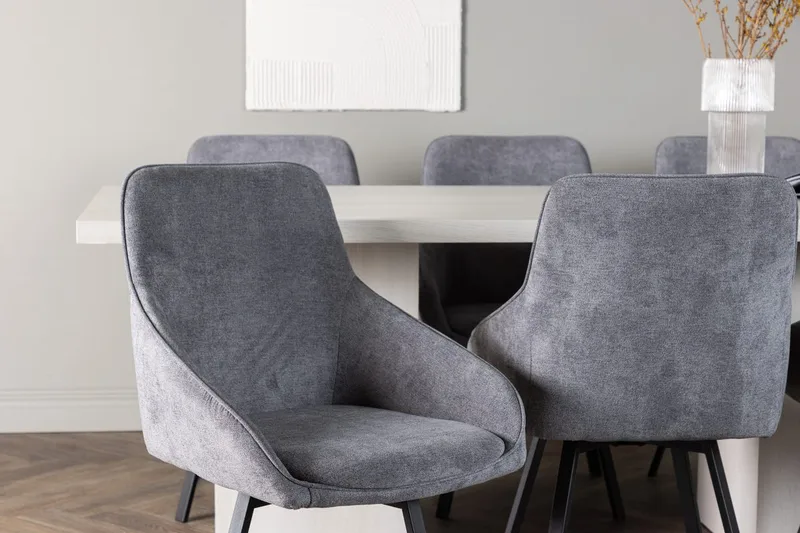 Rektangulär matgrupp Venture Home Grå Vit 6st - Huonekalut - Pöytä & ruokailuryhmä - Ruokailuryhmä