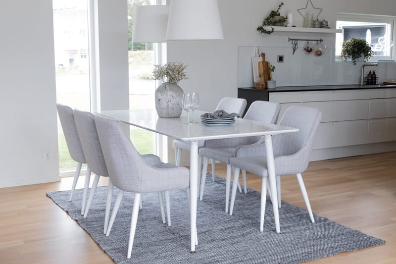Rektangulär matgrupp Venture Home Grå Vit 6st