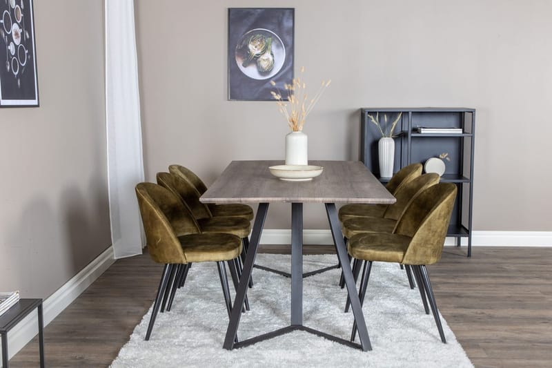 Rektangulär matgrupp Venture Home Grön Natur 6st - Huonekalut - Pöytä & ruokailuryhmä - Ruokailuryhmä