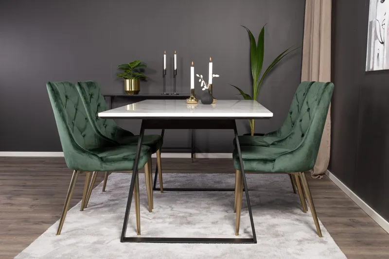 Rektangulär matgrupp Venture Home Grön Svart 4st