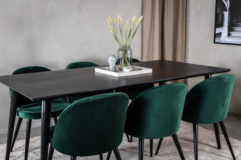Rektangulär matgrupp Venture Home Grön Svart 6st - Huonekalut - Pöytä & ruokailuryhmä - Ruokailuryhmä