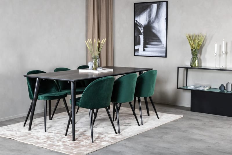 Rektangulär matgrupp Venture Home Grön Svart 6st