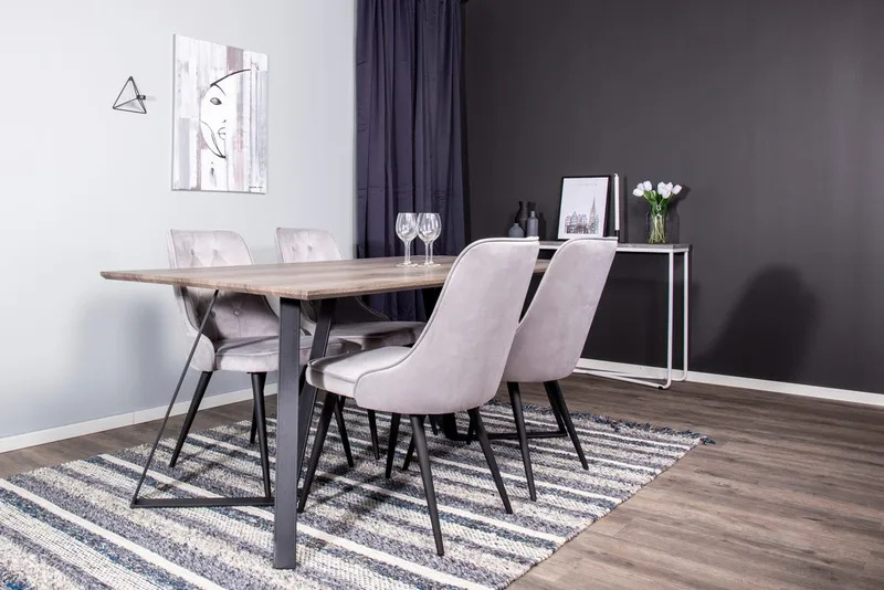 Rektangulär matgrupp Venture Home Ljusgrå Natur 4st