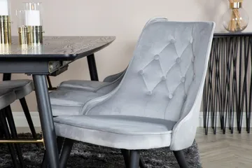 Rektangulär matgrupp Venture Home Ljusgrå Svart 6st - Ljusgrå och svart - Huonekalut - Pöytä & ruokailuryhmä - Ruokailuryhmä
