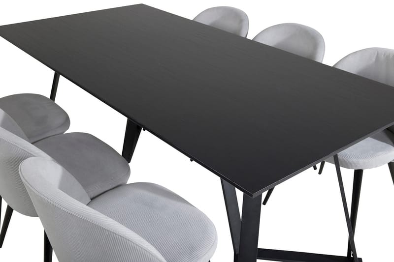 Rektangulär matgrupp Venture Home Ljusgrå Svart 6st - Huonekalut - Pöytä & ruokailuryhmä - Ruokailuryhmä