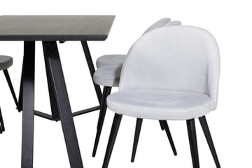 Rektangulär matgrupp Venture Home Ljusgrå Svart 6st - Huonekalut - Pöytä & ruokailuryhmä - Ruokailuryhmä