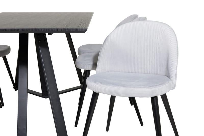 Rektangulär matgrupp Venture Home Ljusgrå Svart 6st - Huonekalut - Pöytä & ruokailuryhmä - Ruokailuryhmä