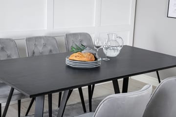 Rektangulär matgrupp Venture Home Ljusgrå Svart 6st - Huonekalut - Pöytä & ruokailuryhmä - Ruokailuryhmä