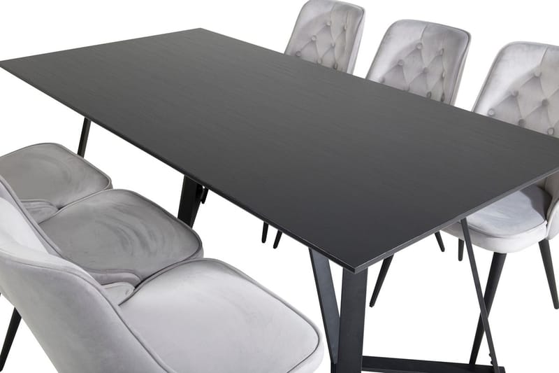 Rektangulär matgrupp Venture Home Ljusgrå Svart 6st - Huonekalut - Pöytä & ruokailuryhmä - Ruokailuryhmä