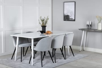 Rektangulär matgrupp Venture Home Ljusgrå Vit 6st - Vaaleanharmaa, valkoinen - Huonekalut - Pöytä & ruokailuryhmä - Ruokailuryhmä