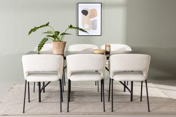 Rektangulär matgrupp Venture Home Offwhite Svart 6st - Huonekalut - Pöytä & ruokailuryhmä - Ruokailuryhmä
