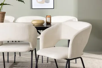 Rektangulär matgrupp Venture Home Offwhite Svart 6st - Huonekalut - Pöytä & ruokailuryhmä - Ruokailuryhmä