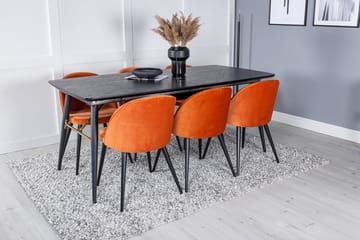 Rektangulär matgrupp Venture Home Rostig Orange Svart 6st - Huonekalut - Pöytä & ruokailuryhmä - Ruokailuryhmä