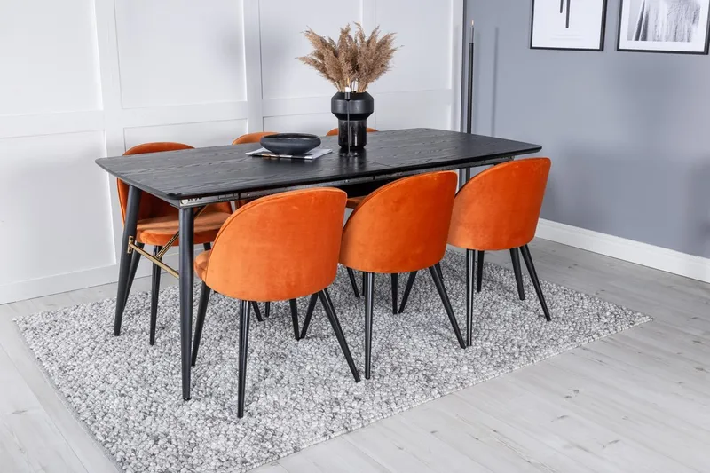 Rektangulär matgrupp Venture Home Rostig Orange Svart 6st