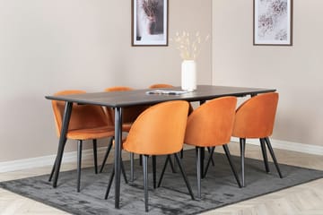 Rektangulär matgrupp Venture Home Rostig Orange Svart 6st - Huonekalut - Pöytä & ruokailuryhmä - Ruokailuryhmä