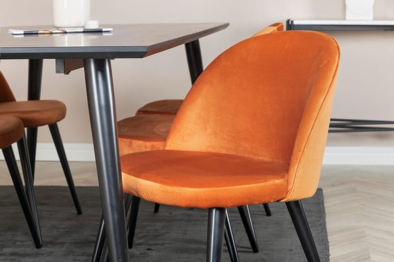 Rektangulär matgrupp Venture Home Rostig Orange Svart 6st - Huonekalut - Pöytä & ruokailuryhmä - Ruokailuryhmä