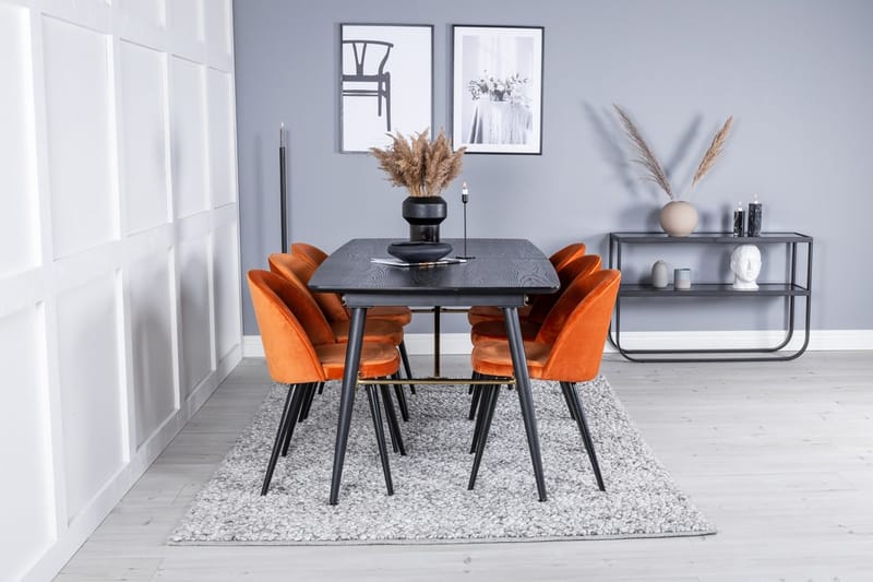 Rektangulär matgrupp Venture Home Rostig Orange Svart 6st - Huonekalut - Pöytä & ruokailuryhmä - Ruokailuryhmä